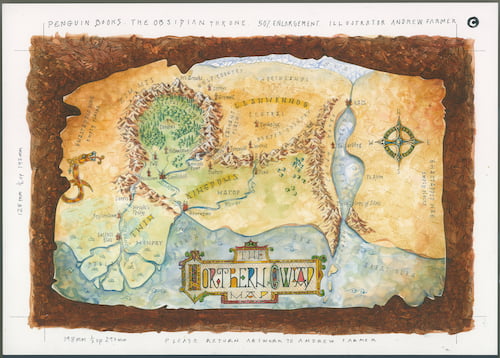 Map of the fictional world of Gwlad, as featured in the epic fantasy series The Ballad of Sir Benfro by James Oswald